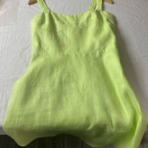 Lucy Paris Neon Lime Linen Slip Dress 100 percent linen